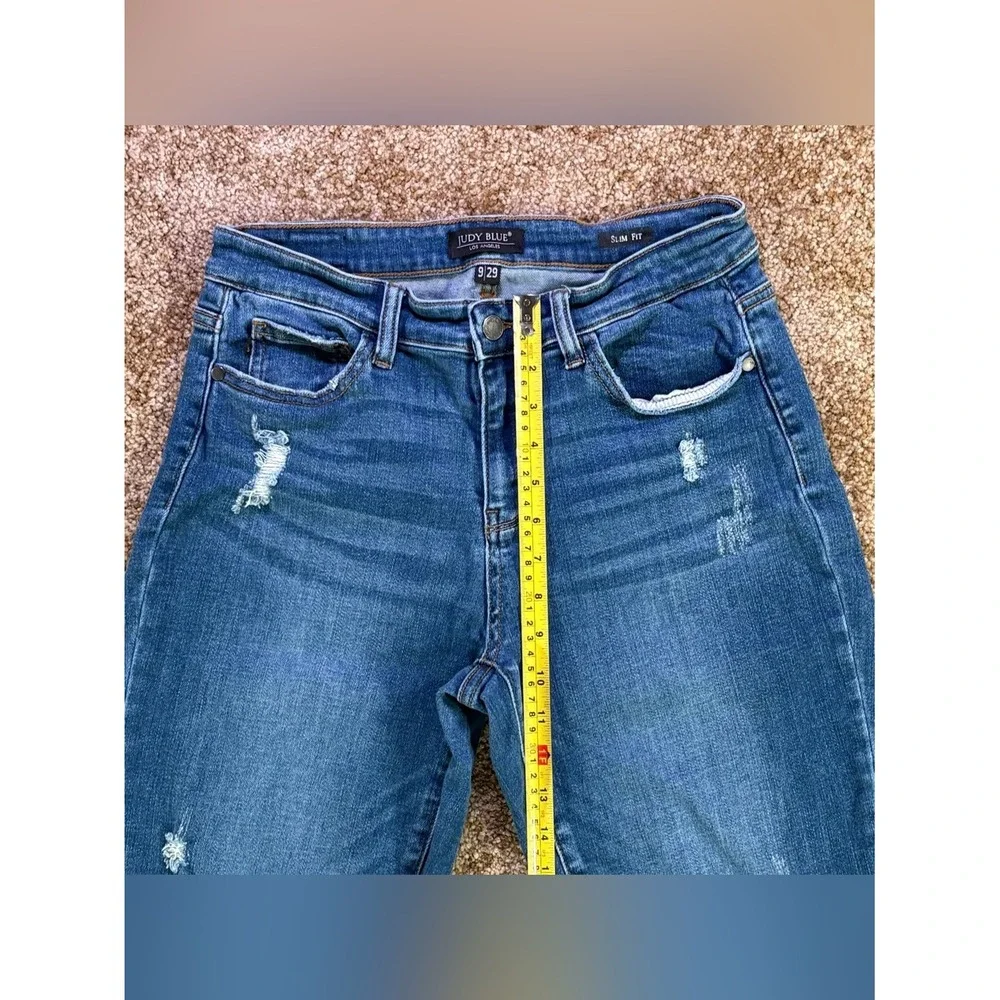 Judy Blue Slim Fit Distressed Skinny Jeans Size 9/29 Medium Wash Stretch‎ Denim
